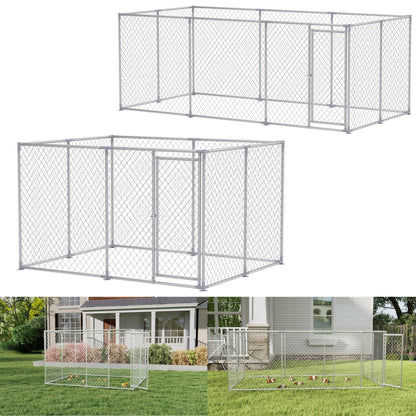 Kippenhok – Kippenren – Pluimveeverblijf – Buitenren – Kippenhok Zonder Dak – Ruim 400x200x150 cm – Gegalvaniseerd Staal – Ventilatie – Vergrendelbare Deur