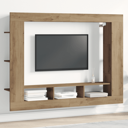 Houten TV-standaard – TV-meubel – Media Console – TV-kast – Tv-rek – Stevig hardhout – Ruimtebesparend design 152x22x113 cm