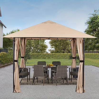 Partytent – Tuinpaviljoen – Tuinfeest Tent – Feesttent – Vouwtent – 3x3 m – Waterafstotend Polyester – Afritsbare Zijpanelen met Rits
