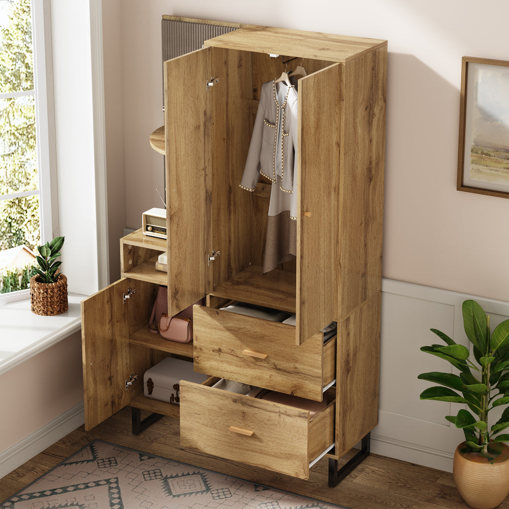 Kledingkast – Garderobekast – Kleerkast – Opbergkast – Dichte Kast – Soft-Touch MDF – Slow-Close Deuren – Ruimtebesparend Verticaal Design 110x186x38 cm
