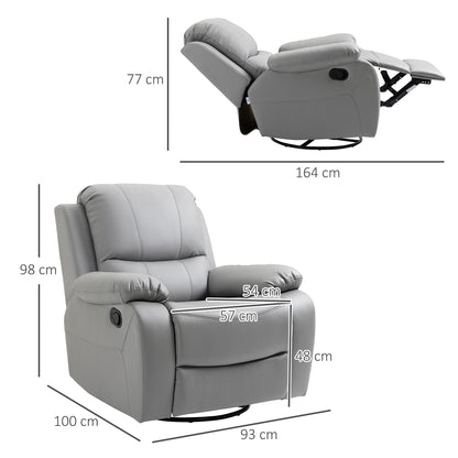 Relaxfauteuil – Relaxstoel – Zitzetel – Tv-stoel – Fauteuil Grijs – Verstelbare Rugleuning – Draaibare Voetensteun