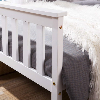 Tweepersoonsbed Wit Vurenhout – Bedframe – Houten Bed – Slaapbank – Bed Met Lattenbodem – 140x200 cm – Massief Hout