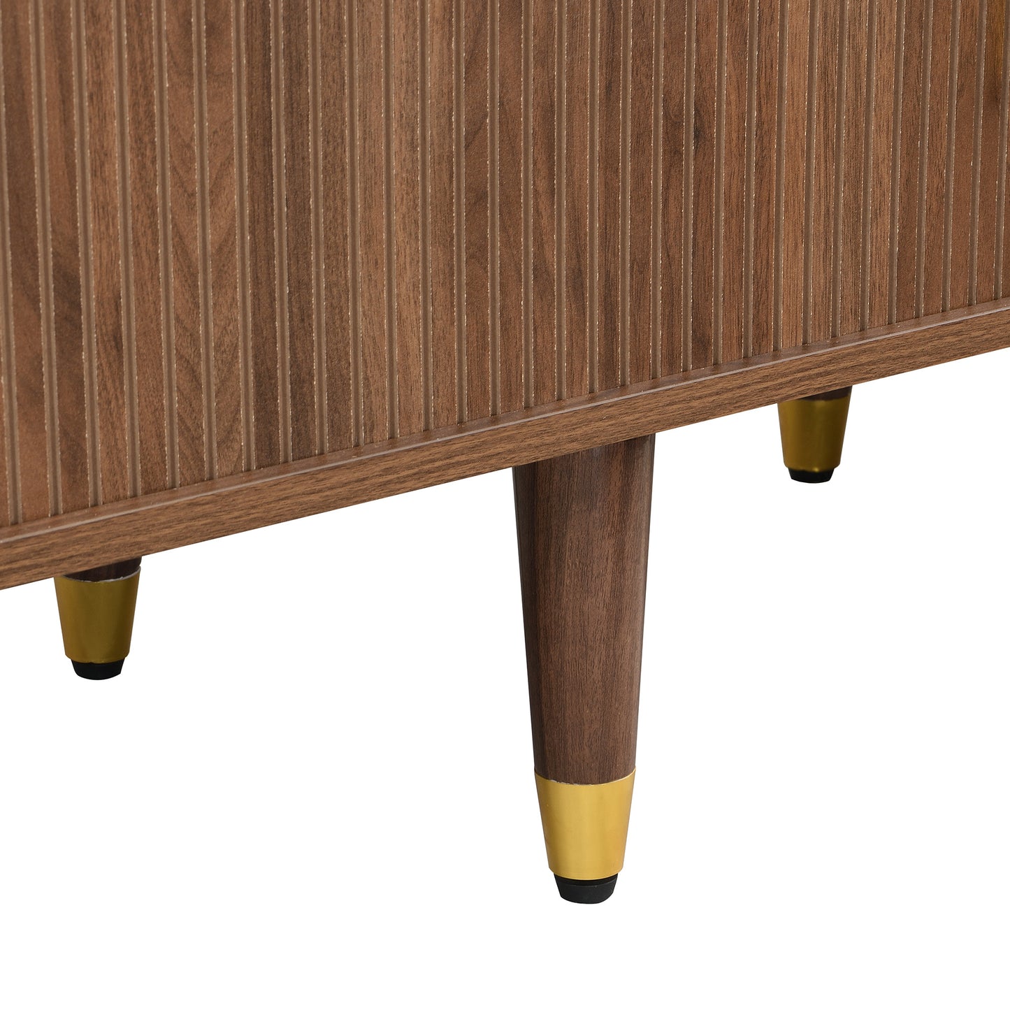 TV Lowboard – TV Meubel – TV Kast – TV Bank – Dressoir – Rieten Schuifdeur – Walnoot Afwerking – 175 cm Breed – MDF Material
