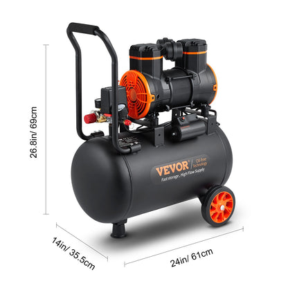 Luchtcompressor – Compressor – Aircompressor – Pneumatische Compressor – Olievrije Compressor – 9.3 Gallon – Ultrastil 70 dB – Krachtige 1800W Motor