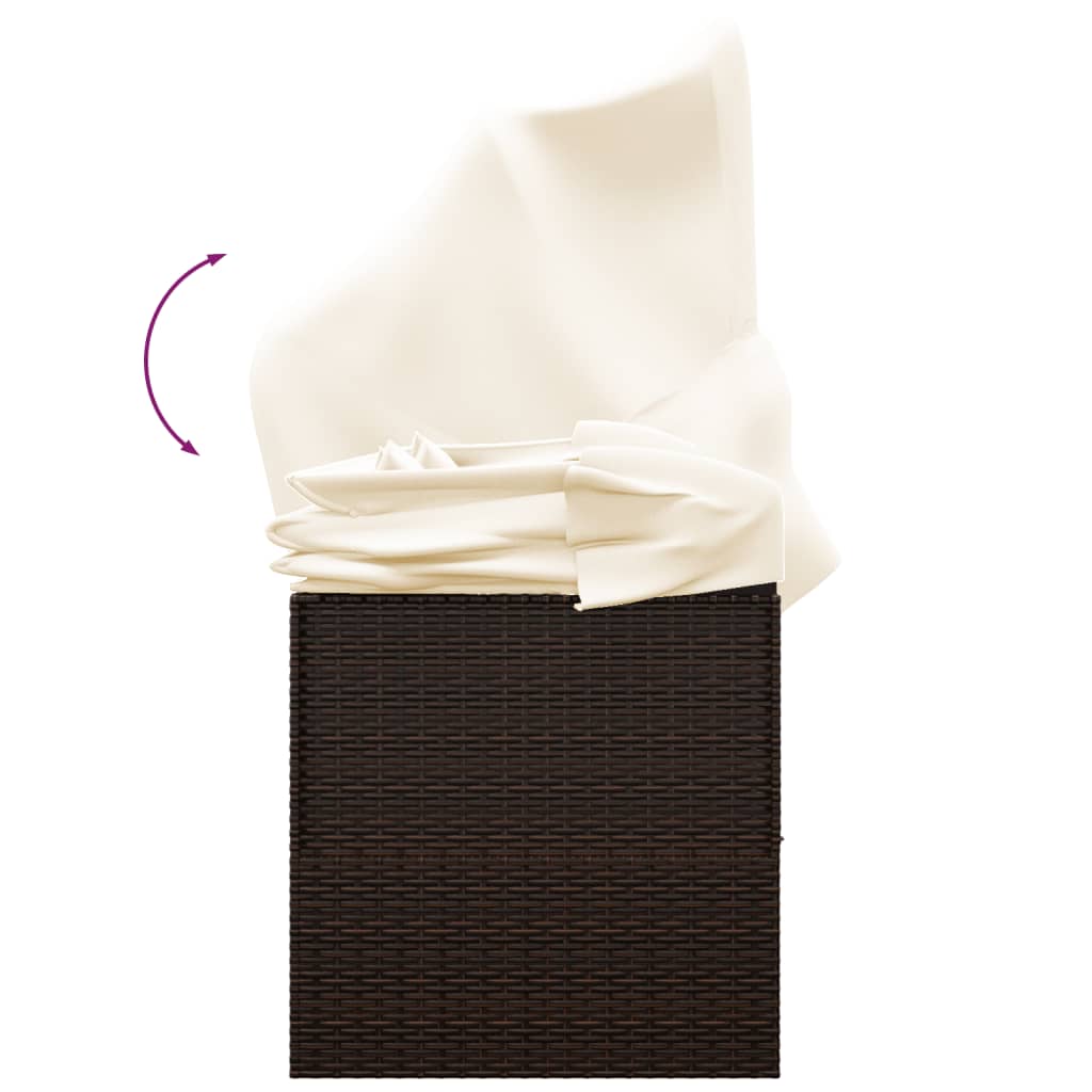 Loungebed – Loungestoel – Zonnebed – Ligbed – Verstelbare Canopy – Poly Rattan – Gepoedercoat Stalen Frame