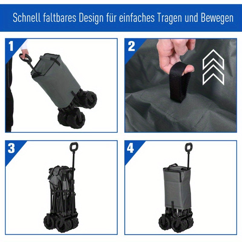 Opvouwbare Transportwagen – Vouwwagen – Bolderkar – Trolley – Transportkar – Metalen Frame – 360° Draaibare All-Terrain Wielen