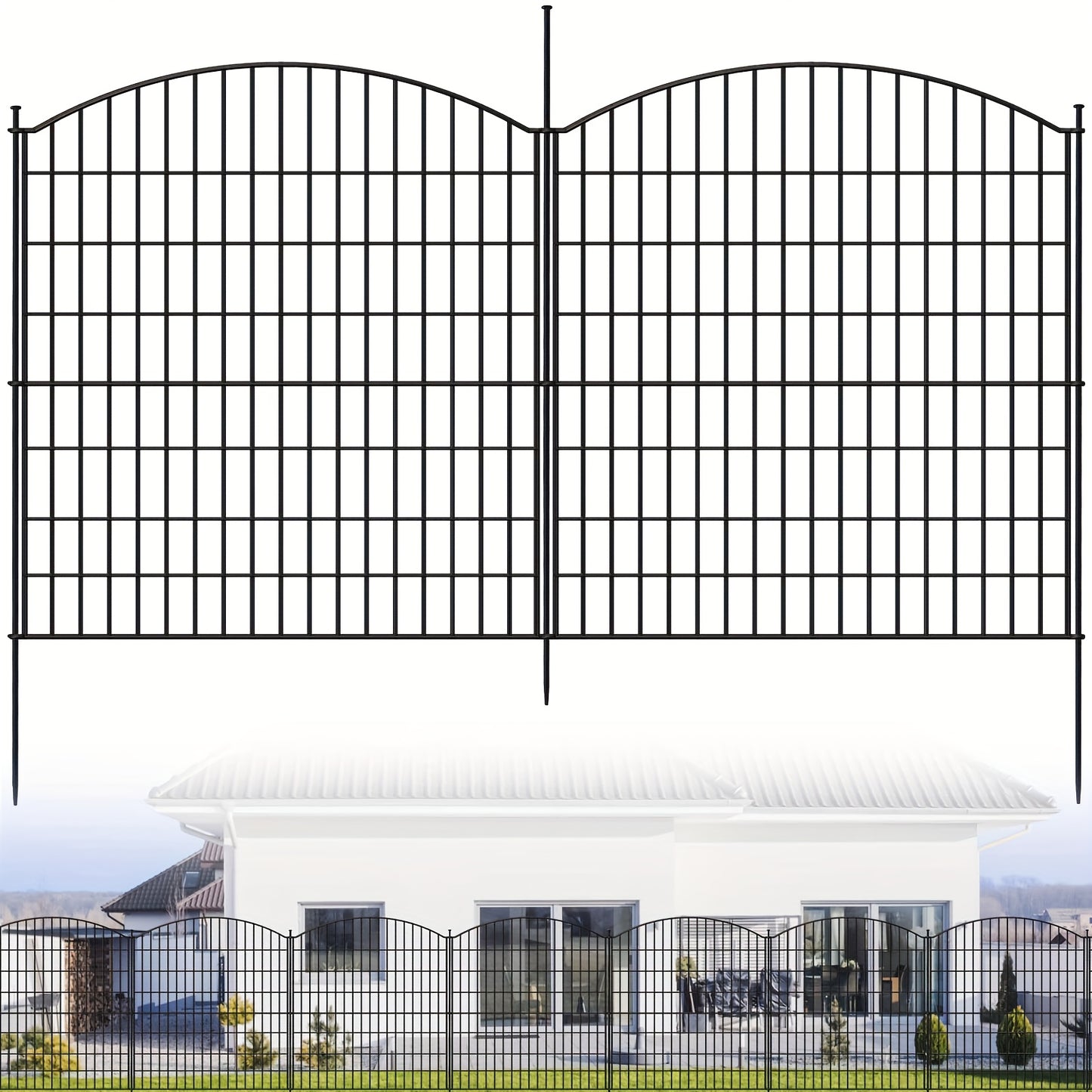 Metalen Tuinafscheiding – Tuinhek – Dierenren – Kippenren – Borderafscheiding – 15 Panelen Met Toegangspoort – Roestvrij Staal & Weerbestendig – Eenvoudige Montage & Duurzaam Design