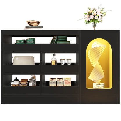 Dressoir – Sideboard – Ladekast – Opbergkast – Buffetkast – Zwart – Ruime Lades – Minimalistisch Design