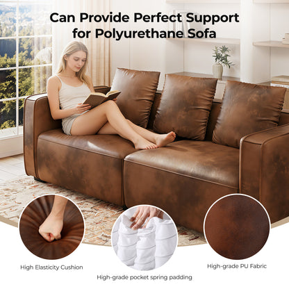 220.98 cm Sofa Couch for Living Room Faux Leather Loveseat, Apartment, Lounge, Offi