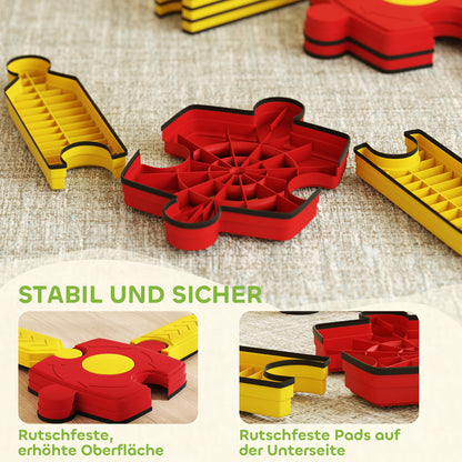 Balansparcours Kind – Balansset – Evenwichtsbaan – Motoriekspel – Speelparcours – Geel/Rood – Duurzaam Kunststof – Flexibel Modular