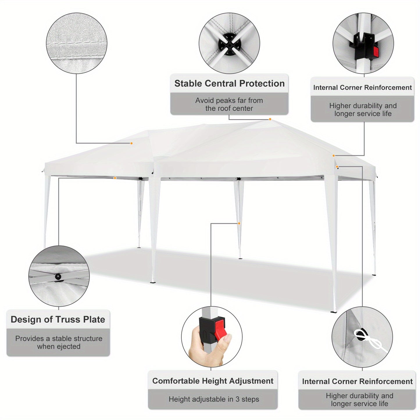 Pop-up Partytent – Vouwtent – Zonnetent – Evenemententent – Partytent 3x6 Meter Zwart – Waterdicht Materiaal – UPF 50+ Zonbescherming