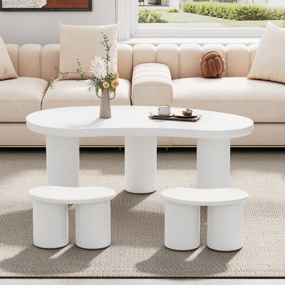 Crescent Moon Salontafel – Halvemaan Tafeltje – Bijzettafel – Sofa Tafel – Woonkamer Meubel – Wit MDF Blad – PVC Poten – Compact & Geen Montage