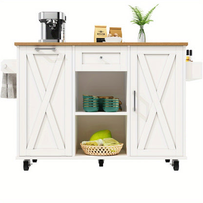 Large Kitchen Storage Cart with Drawer Organizer - Heavy-Duty Mobile Serving Cabinet, White Rolling Utility Trolley for Home Kitchen, Pantry, Dining Room - Space-Saving Design with Easy Assembly, Compact Furniture, Sturdy Con