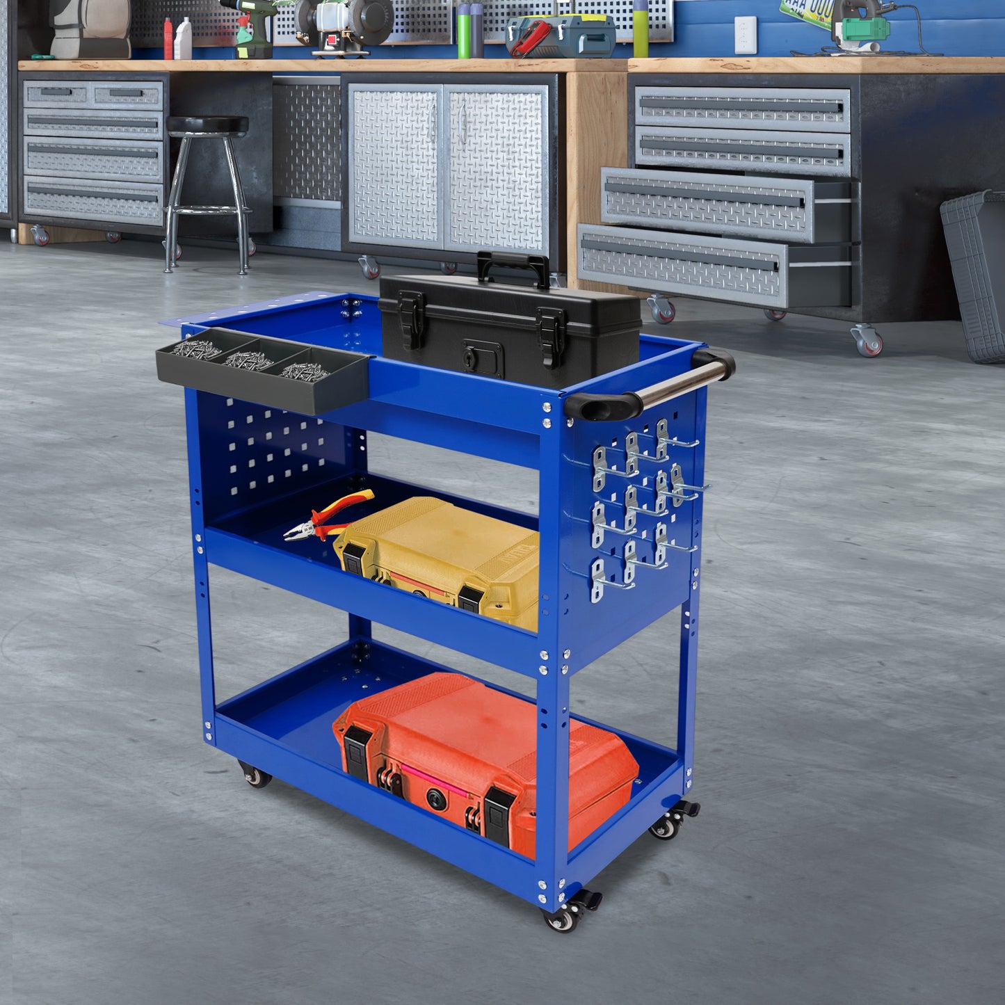 Verrijdbare Gereedschapswagen – Werkplaatswagen – Opslagwagen – Transportwagen – Tuinwagen – Stevig Stalen Frame – Draagvermogen 250 kg
