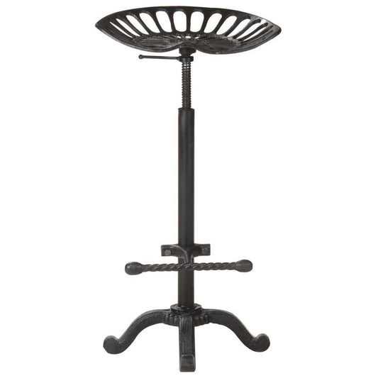 Heavy-Duty Black Cast Iron & -Like Modern Bar Stool with Backrest - Square, Easy Assembly, Sturdy A-Frame Base & Wide Foot - Bar Stool, Pub, for Cave (No, Assembly Required)