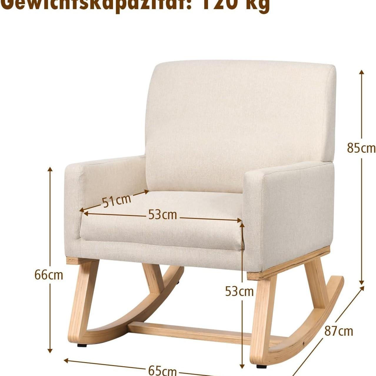 Schommelstoel – Relaxstoel – Schommelstoel Bekleed – Houten Schommelstoel – Wiegstoel – Massief Hout – Ergonomisch Ontwerp – Comfortabele Zitting