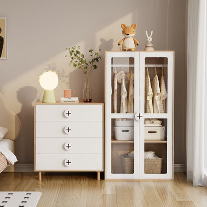 Nachtkastje – Ladekast – Ladekastje – Opbergkast – Bijzetkast – Modern Wit – 4 Laden – Compact 80x54x90 cm – Stevig Niet-Houten Materiaal