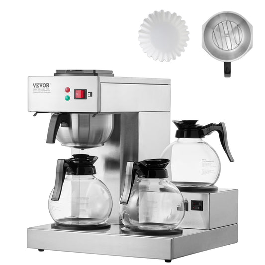 Filterkoffiezetapparaat – Koffiemachine – Drip Koffiezetter – Koffiezetter – Filtermachine – 12 Kopjes Capaciteit – 3 Glazen Kannen Met Warmhoudplaat
