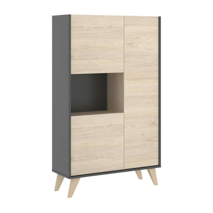 Crono Credenza, High Living Room Buffet, Modern 3-Door Sa Sideboard, 81X43H135 Cm, Available in 3 Colors
