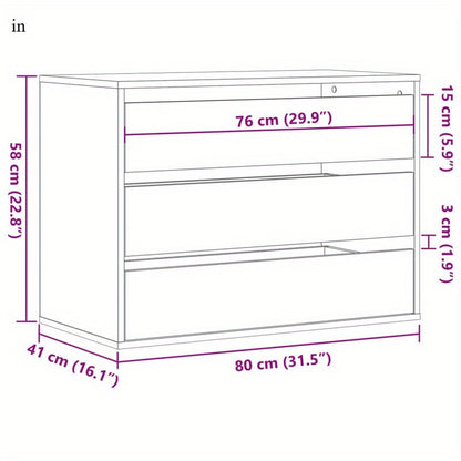 Dressoir – Ladekast – Opbergkast – Kast – Kastenmeubel – Massief Hout Lichtbruin – 5 Lades Met Soepele Rails – Robuuste Stevige Poten – 80x41x58 cm