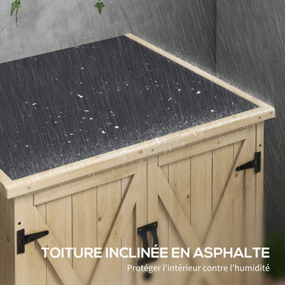 Tuinkast – Tuinkist – Opbergkast – Gereedschapsschuur – Houten Buitenberging – Verstelbare Planken – Waterdicht Bitumen Dak – Massief Voorgeolied Dennenhout – 77,5x88x83/90 cm
