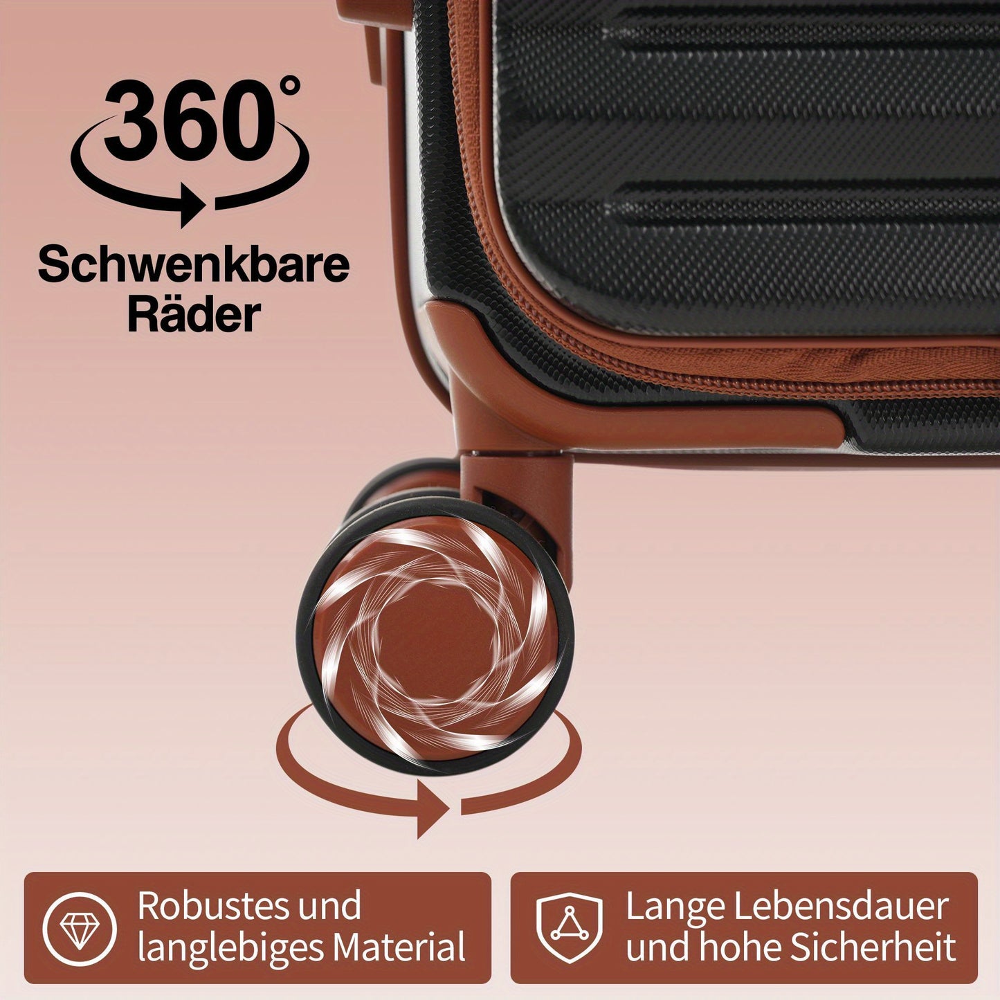 Kofferset – Reiskoffer Set – Trolley – Bagage – Ruimbagage – Innovatief Voorvak Met Rits – Opvouwbare Bekerhouder – Lichtgewicht ABS – 360° Wielen