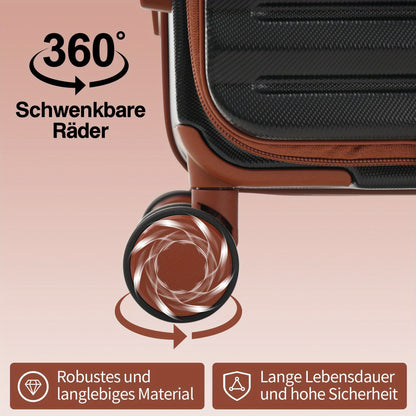 Kofferset – Reiskoffer Set – Trolley – Bagage – Ruimbagage – Innovatief Voorvak Met Rits – Opvouwbare Bekerhouder – Lichtgewicht ABS – 360° Wielen