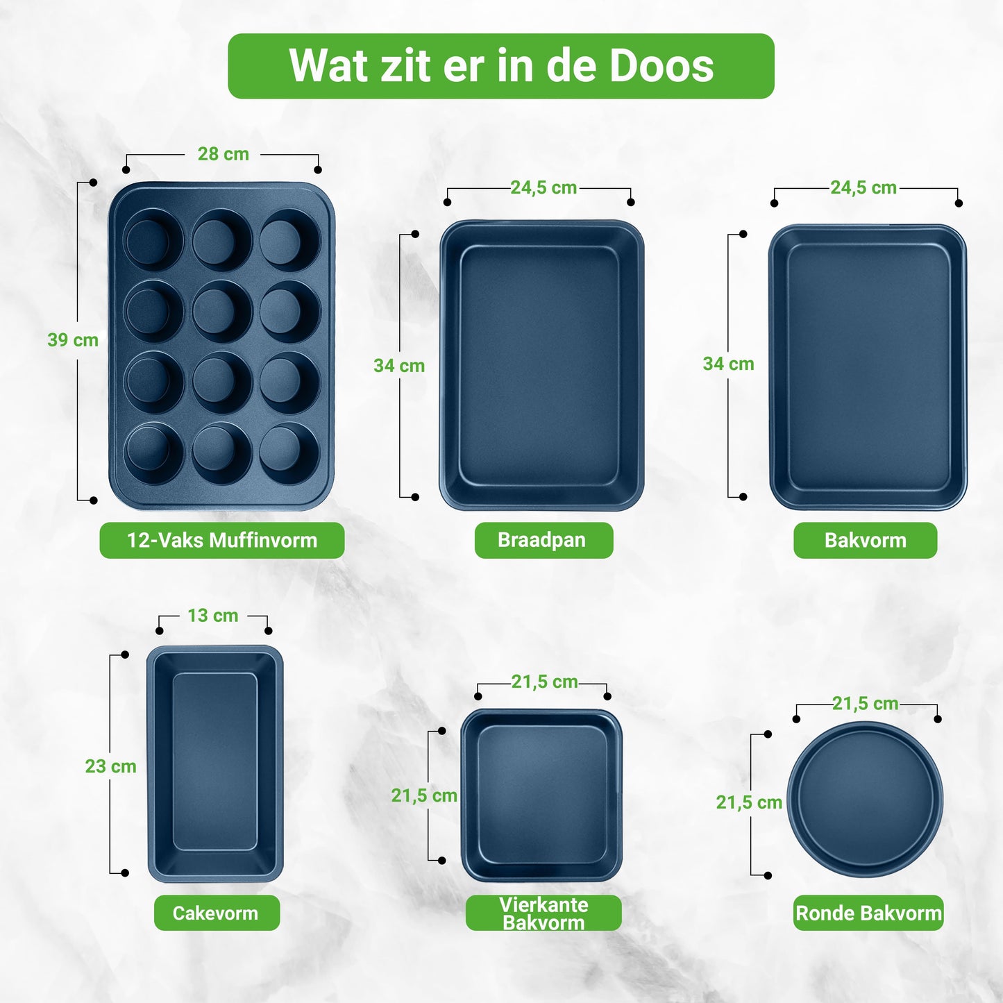 Pannenset – Kookset – Keukenset – Kookpannen – Bakvormen – 20-delig – Inductiegeschikt – Duurzame Antiaanbaklaag – Koel Blijvende Handgrepen – Navy