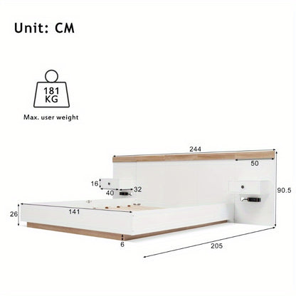Beddenpakket – Slaapkamer Set – Tweepersoonsbed – Bedframe – Nachtkastjes – Sonoma Eiken & Wit Mat – Afmeting 140x200 cm – Volledig Gemonteerd