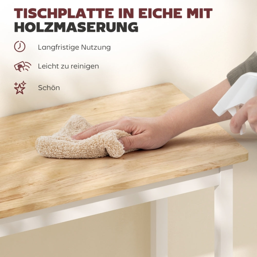 Bartafel – Bartafelset – Statafel – Keukentafel – Bistrotafel – Compact Design voor 2 Personen – Stevig Wit Metaal met Natuurlijk Houtlook