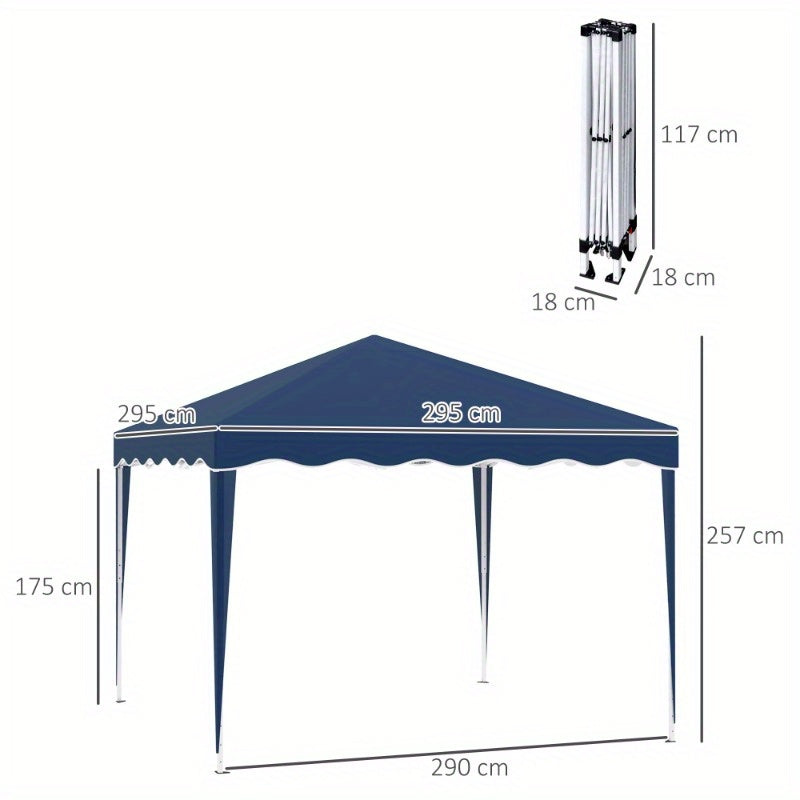 Partytent 3x3m – Feesttent – Buiten Tent – Tuin Tent – Evenemententent – Blauw – Verstelbare Hoogte – Stalen Frame & UV-Beschermende Oxford Stof