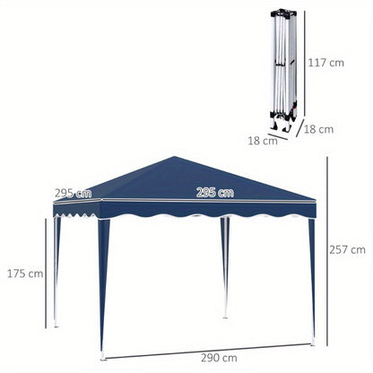 Partytent 3x3m – Feesttent – Buiten Tent – Tuin Tent – Evenemententent – Blauw – Verstelbare Hoogte – Stalen Frame & UV-Beschermende Oxford Stof