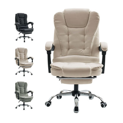 Bureaustoel – Kantoorstoel – Gamestoel – Office Chair – Executive Chair – Extra Groot – Voetensteun – Ergonomisch – Hoog Rugleuning – PU Leer – Stille Wieltjes – Verstelbaar – Stevig Metalen Onderstel – Beige