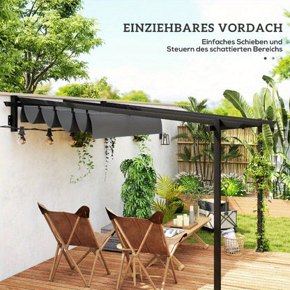 Pergola – Tuinpaviljoen – Terrasoverkapping – Prieel – Overkapping – Verstelbare Zonwering 3 Standen – Stevig Aluminium 3x3m Donkergrijs