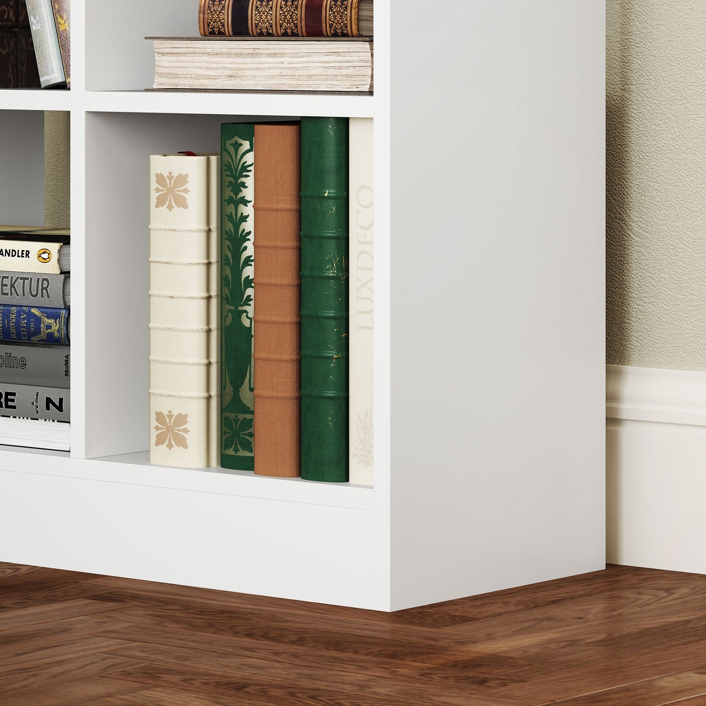 Boekenkast – Boekrek – Opbergkast – Plank – Wandkast – Wit – 9 Vakken – Kantelbeveiliging – Compact 60x26x158 cm