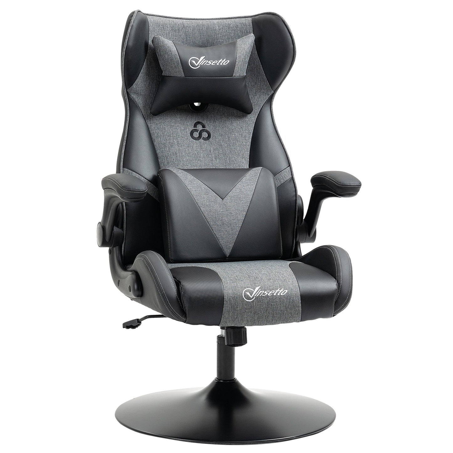 Gamingstoel – Bureaustoel – Gamestoel – Computerstoel – Stoel Voor Gamers – Verstelbare Zithoogte – Ergonomische Lenden- en Neksteun – PU Leer – Zwart/Grijs