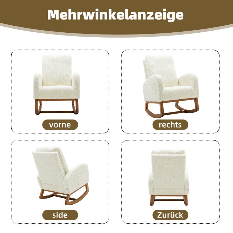 Schommelstoel – Schommelstoel Hooghout – Relaxstoel – Wiegstoel – Lounge Stoel – Metaal Frame – Pluche Bekleding – Ergonomische Rugleuning – Eenvoudige Montage – Geen Stroom Nodig