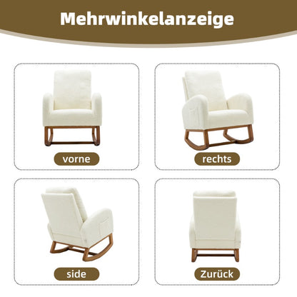 Schommelstoel – Schommelstoel Hooghout – Relaxstoel – Wiegstoel – Lounge Stoel – Metaal Frame – Pluche Bekleding – Ergonomische Rugleuning – Eenvoudige Montage – Geen Stroom Nodig