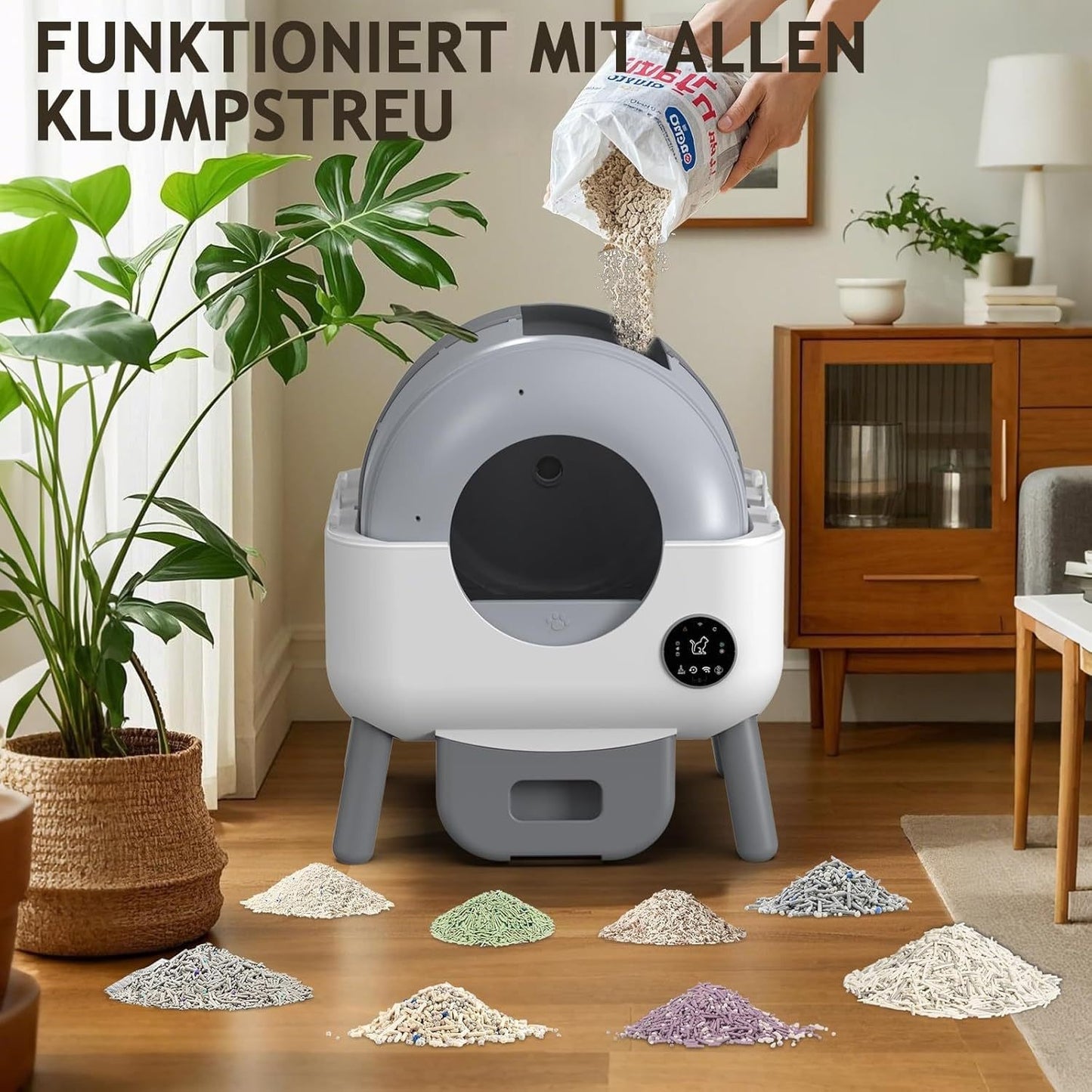 Kattenbak – Kattentoilet – Zelfreinigende Bak – Automatische Kattenbak – Kattenbak Open Top – Stil & Veilig – Geschikt Voor Meerdere Katten – Geurvrij Afvalbeheer