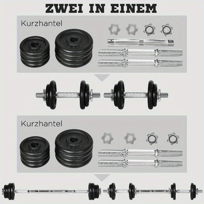 Adjustable Dumbbell Set – Verstelbare Halterset – Dumbbells – Barbell – Gewichtenset – 20kg Zwaar – Roestvrijstalen Stang – Anti-Slip – Duurzaam Gietijzer – Voor Thuis Fitness
