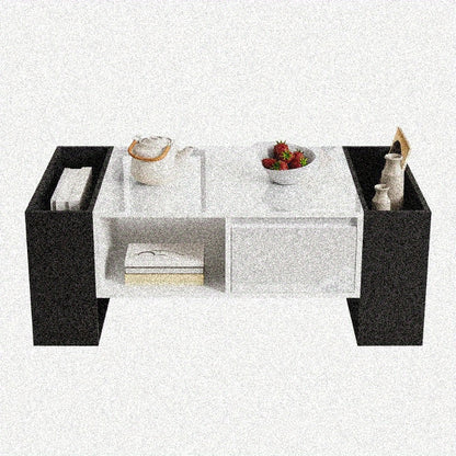 Salontafel – Koffietafel – Woonkamertafel – Bijzettafel – Lounge tafel – Modern Design – Hoogglans Zwart-Wit – Met Lade en Open Vak – 105x60x40,5 cm – Duurzaam Material