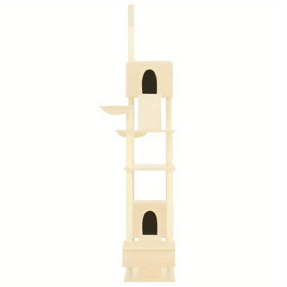 Krabpaal – Kattenkrabpaal – Kattenboom – Krabmeubel – Kattenhuis – Verstelbaar 277-303 cm – Stevig Karton – Multi-level Activiteitencentrum