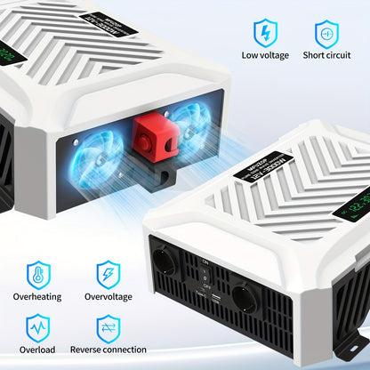 Stroomomvormer – Spanningsomzetter – Omvormer – Inverter – Zuivere Sinus – 3000W Continu Vermogen – Overbelastings- en Oververhittingsbeveiliging