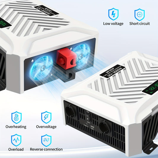 Stroomomvormer – Spanningsomzetter – Omvormer – Inverter – Zuivere Sinus – 3000W Continu Vermogen – Overbelastings- en Oververhittingsbeveiliging