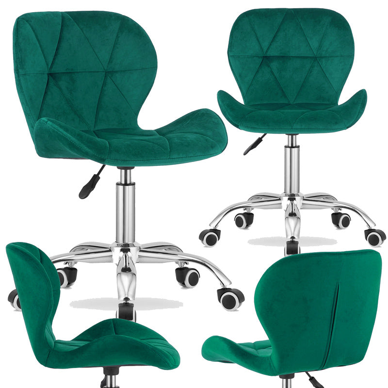 Bureaustoel – Draaifauteuil – Office Chair – Stoel – Bureau Stoel – Donkergroen Velvet – Verstelbare Zithoogte – Verchroomde Basis