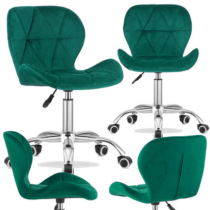 Bureaustoel – Draaifauteuil – Office Chair – Stoel – Bureau Stoel – Donkergroen Velvet – Verstelbare Zithoogte – Verchroomde Basis