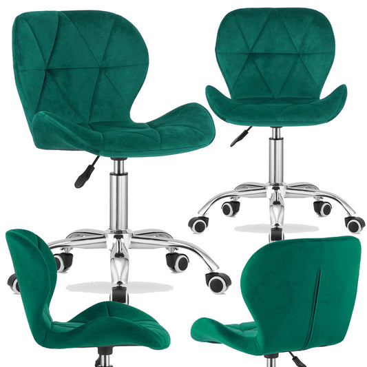 Bureaustoel – Draaifauteuil – Office Chair – Stoel – Bureau Stoel – Donkergroen Velvet – Verstelbare Zithoogte – Verchroomde Basis