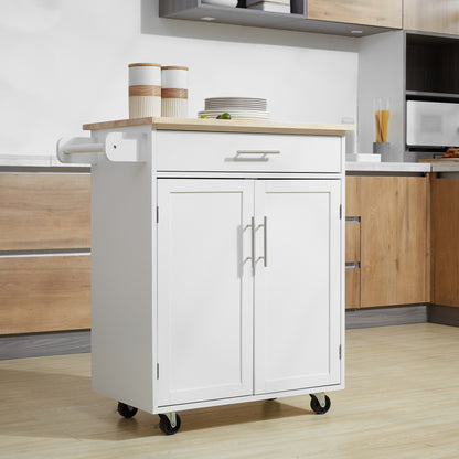 Keukentrolley – Keukenwagen – Servertrolley – Keukenmeubel – Barschop – Met Wieltjes En Remmen – 83 x 45 x 91,5 cm Wit