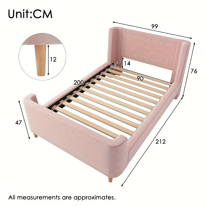 Bedframe – Eenpersoonsbed – Slaapbank – Kinderbed – Jeugdbed – Roze Bamboe Bedframe – Modern Design – Lichtgewicht & Duurzaam