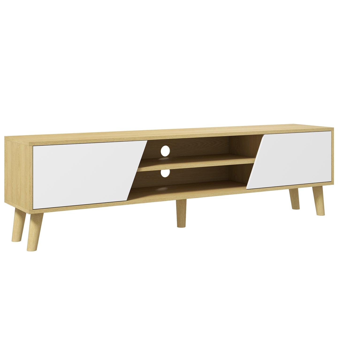 TV Meubel – Tv Kast – Tv Dressoir – Tv Stand – Tv Bank – Scandinavisch Design – Kabelmanagement – Geschikt Tot 65 Inch – Hout Wit Look – 150x30x42 cm
